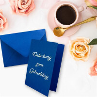 10x DIN B6 Faltkarten Set mit Umschlägen in Royalblau (Blau) - 120 x 170 mm - ideal für Einladungskarten, Hochzeit, Taufe, Kommunion, Konfirmation - Marke: FarbenFroh
