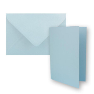 25x DIN B6 Faltkarten Set mit Umschlägen in Hellblau (Blau) - 120 x 170 mm - ideal für Einladungskarten, Hochzeit, Taufe, Kommunion, Konfirmation - Marke: FarbenFroh
