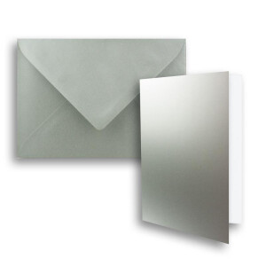 10x DIN B6 Faltkarten Set mit Umschlägen in Silber Metallic - 120 x 170 mm - ideal für Einladungskarten, Hochzeit, Taufe, Kommunion, Konfirmation - Marke: FarbenFroh