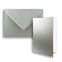 75x DIN B6 Faltkarten Set mit Umschlägen in Silber Metallic - 120 x 170 mm - ideal für Einladungskarten, Hochzeit, Taufe, Kommunion, Konfirmation - Marke: FarbenFroh®