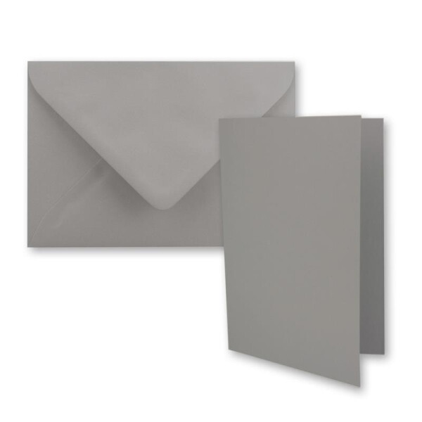 50x DIN B6 Faltkarten Set mit Umschlägen in Graphit (Grau) - 120 x 170 mm - ideal für Einladungskarten, Hochzeit, Taufe, Kommunion, Konfirmation - Marke: FarbenFroh