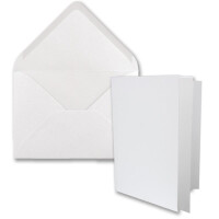 50x DIN B6 Faltkarten Set mit Umschlägen in Hochweiß - 120 x 170 mm -  inkl. weißem Einlege-Papier - ideal für Einladungskarten, Hochzeit, Taufe, Kommunion, Konfirmation