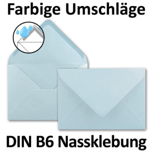 50x DIN B6 Faltkarten Set mit Umschlägen in Hellblau (Blau) - 120 x 170 mm -  inkl. weißem Einlege-Papier - ideal für Einladungskarten, Hochzeit, Taufe, Kommunion, Konfirmation
