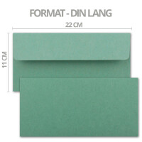 50x Kraftpapier-Umschläge DIN Lang - Eukalyptus-Grün - Haftklebung 11 x 22 cm - Brief-Umschläge aus Recycling-Papier - Vintage Kuverts von NEUSER PAPIER