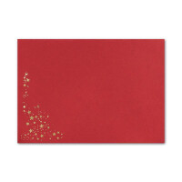 25x Weihnachts-Briefumschläge - DIN C5 - mit Gold-Metallic geprägtem Sternenregen, festlicher Umschlag in Rosen-Rot - Nassklebung, 110 g/m² - 154 x 220 mm - Marke: GUSTAV NEUSER