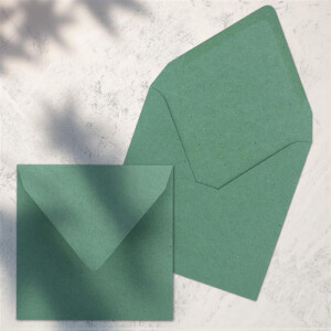 400x Vintage-Umschläge quadratisch aus eukalyptus-grünem Kraftpapier - nachhaltig - 15,5 x 15,5 cm - Nassklebung Spitzklappe - NEUSER PAPIER