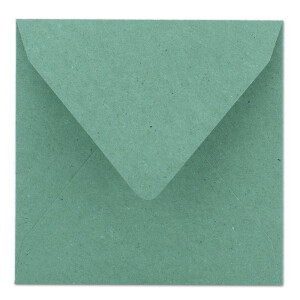 400x Vintage-Umschläge quadratisch aus eukalyptus-grünem Kraftpapier - nachhaltig - 15,5 x 15,5 cm - Nassklebung Spitzklappe - NEUSER PAPIER