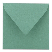500x Vintage-Umschläge quadratisch aus eukalyptus-grünem Kraftpapier - nachhaltig - 15,5 x 15,5 cm - Nassklebung Spitzklappe - NEUSER PAPIER