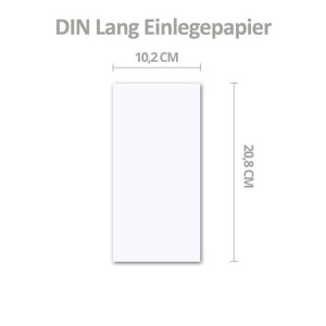 75x einfaches Einlege-Papier für DIN Lang Karten - weiß - 102 x 208 mm - ohne Falz -  hochwertig mattes Papier von GUSTAV NEUSER