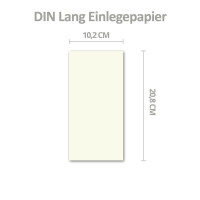 150x einfaches Einlege-Papier für DIN Lang Karten - creme - 102 x 208 mm - ohne Falz -  hochwertig mattes Papier von GUSTAV NEUSER