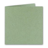 10x Quadratisches Faltkarten SET aus Kraft-Papier in Grün 15,0 x 15,0 cm - Doppel-Karten mit Briefumschlägen und Einlegeblättern aus Recycling-Papier - Serie UmWelt
