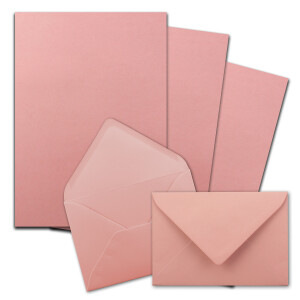 75x Briefpapier-Sets DIN A4 mit C6 Briefumschlägen, Nassklebung - Alt-Rosa - mattes Schreibpapier mit Kuverts - FarbenFroh by GUSTAV NEUSER