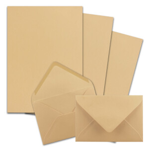 50x Briefpapier-Sets DIN A4 mit C6 Briefumschlägen, Nassklebung - Karamell-Braun - mattes Schreibpapier mit Kuverts - FarbenFroh by GUSTAV NEUSER