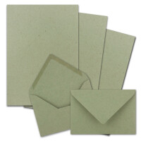 25x Briefpapier-Sets DIN A4 mit C6 Briefumschlägen, Nassklebung - Kraftpapier-Grün - Recycling-Schreibpapier mit Kuverts - FarbenFroh by GUSTAV NEUSER