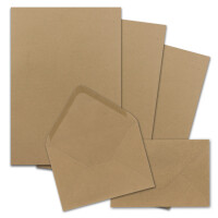 50x Briefpapier-Sets DIN A4 mit C6 Briefumschlägen, Nassklebung - Kraftpapier Braun - Recycling-Schreibpapier mit Kuverts - FarbenFroh by GUSTAV NEUSER
