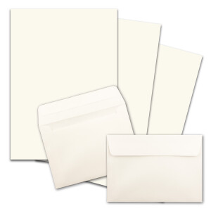 50x Briefpapier-Sets DIN A4 mit C6 Briefumschlägen, Haftklebung - Naturweiß - mattes Schreibpapier mit Kuverts - FarbenFroh by GUSTAV NEUSER