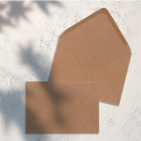 100x Kraftpapier Umschläge DIN C6 Natur-Rosa - 11,4 x 16,2 cm ohne Fenster - Vintage Briefumschläge mit Nassklebung Spitzklappe - NEUSER PAPIER