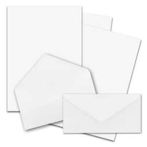 25x Briefpapier Set DIN A4 mit DIN Lang Briefumschlägen, Nassklebung - Weiß - mattes Schreibpapier mit Kuverts - FarbenFroh by GUSTAV NEUSER