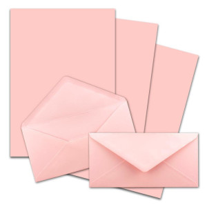 150x Briefpapier Set DIN A4 mit DIN Lang Briefumschlägen, Nassklebung - Rosa - mattes Schreibpapier mit Kuverts - FarbenFroh by GUSTAV NEUSER