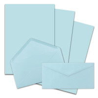 100x Briefpapier Set DIN A4 mit DIN Lang Briefumschlägen, Nassklebung - Hellblau - mattes Schreibpapier mit Kuverts - FarbenFroh by GUSTAV NEUSER