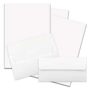 50x Briefpapier Set DIN A4 mit DIN Lang Briefumschlägen, Haftklebung - Weiß - mattes Schreibpapier mit Kuverts - FarbenFroh by GUSTAV NEUSER