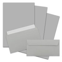 25x Briefpapier Set DIN A4 mit DIN Lang Briefumschlägen, Haftklebung - Hellgrau - mattes Schreibpapier mit Kuverts - FarbenFroh by GUSTAV NEUSER