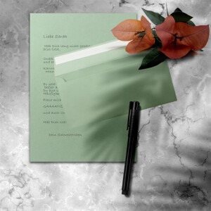 75x Briefpapier Set DIN A4 mit DIN Lang Briefumschlägen, Haftklebung - Eukalyptus-Grün - mattes Schreibpapier mit Kuverts - FarbenFroh by GUSTAV NEUSER