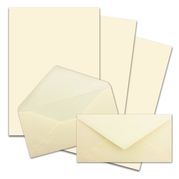 50x Briefpapier Set DIN A4 mit DIN Lang Briefumschlägen