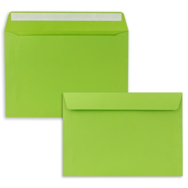 50x Briefumschläge DIN C5 Hellgrün (Grün) - 16,2 x 22,9 cm - Haftklebung - Edle Kuverts für große Einladungen und Karten zum Geburtstag oder Hochzeit