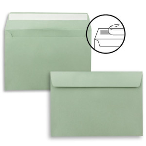 50x Briefumschläge DIN C5 Eukalyptus (Grün) - 16,2 x 22,9 cm - Haftklebung - Edle Kuverts für große Einladungen und Karten zum Geburtstag oder Hochzeit