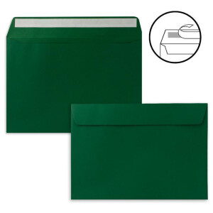 50x Faltkarten-Set DIN A5 in Dunkelgrün (Grün) mit Briefumschlägen DIN C5 Haftklebung inkl. passendem Einlege-Papier - für große Einladungen und Karten zum Geburtstag oder Hochzeit