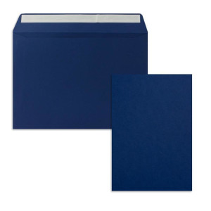 25x Einzelkarten-Set DIN A5 14,8 x 21 cm in Dunkelblau (Blau) mit Briefumschlägen DIN C5 Haftklebung - für große Einladungen und Karten zum Geburtstag oder Hochzeit