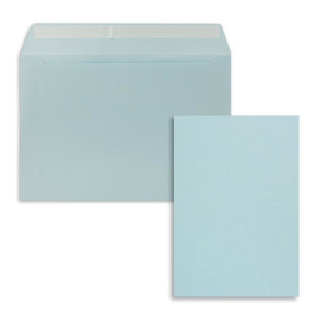 25x Einzelkarten-Set DIN A5 14,8 x 21 cm in Hellblau (Blau) mit Briefumschlägen DIN C5 Haftklebung - für große Einladungen und Karten zum Geburtstag oder Hochzeit