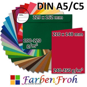 FarbenFroh Karten-SET, DIN A5 Faltkarte mit C5...