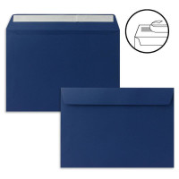 50x Faltkarten-Set DIN A5 14,8 x 21 cm in Dunkelblau (Blau) mit Briefumschlägen DIN C5 Haftklebung - für große Einladungen und Karten zum Geburtstag oder Hochzeit