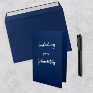 100x Faltkarten-Set DIN A5 14,8 x 21 cm in Dunkelblau (Blau) mit Briefumschlägen DIN C5 Haftklebung - für große Einladungen und Karten zum Geburtstag oder Hochzeit