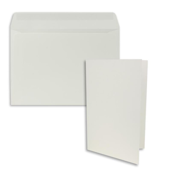 75x Faltkarten-Set DIN A5 14,8 x 21 cm in Naturweiß (Weiß) mit Briefumschlägen DIN C5 Haftklebung - für große Einladungen und Karten zum Geburtstag oder Hochzeit