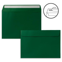 100x Faltkarten-Set DIN A5 14,8 x 21 cm in Dunkelgrün (Grün) mit Briefumschlägen DIN C5 Haftklebung - für große Einladungen und Karten zum Geburtstag oder Hochzeit