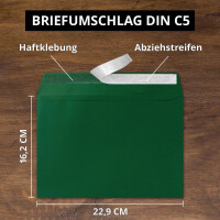 150x Faltkarten-Set DIN A5 14,8 x 21 cm in Dunkelgrün (