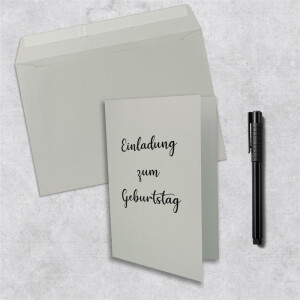 25x Faltkarten-Set DIN A5 14,8 x 21 cm in Hellgrau (Grau) mit Briefumschlägen DIN C5 Haftklebung - für große Einladungen und Karten zum Geburtstag oder Hochzeit