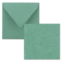 Quadratisches Einzelkarten-Set - 15 x 15 cm - mit Brief-Umschlägen - Kraftpapier Eukalyptus-Grün - 25 Stück - für Grußkarten & mehr