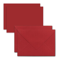 100x Karte mit Umschlag Set aus Einzel-Karten DIN A7 - 10,5x7,3 cm - Rosenrot (Rot) mit Brief-Umschlägen C7 Nassklebung ideale Geschenkanhänger