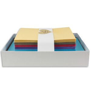 50x Farbige Karten blanko mit passendem Umschlag und Einlegeblätter in Weiß in DIN A6/ DIN C6 - "Die Neuen" ideal für Einladungen und Geschenke