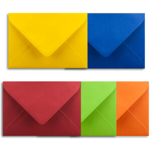100x Farbige Karten blanko mit passendem Umschlag und Einlegeblätter in Weiß in DIN A6/ DIN C6 - kräftige Fraben ideal für Einladungen und Geschenke