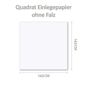 50x einfaches Einlege-Papier für quadratische Karten - weiß - 140 x 140 mm - ohne Falz -  hochwertig mattes Papier von GUSTAV NEUSER