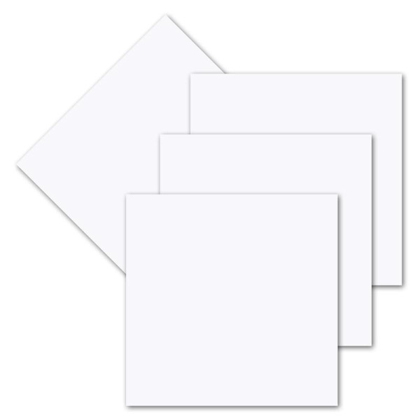 50x einfaches Einlege-Papier für quadratische Karten - weiß - 150 x 150 mm - ohne Falz -  hochwertig mattes Papier von GUSTAV NEUSER