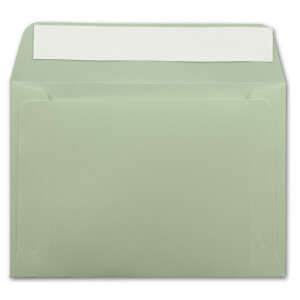 200x Briefumschläge Eukalyptus-Grün DIN C6 Format 11,4 x 16,2 cm - Haftklebung - Kuverts ohne Fenster - Weihnachten, Grußkarten & Einladungen - Für A6 & A4 Papier