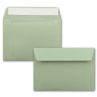 200x Briefumschläge Eukalyptus-Grün DIN C6 Format 11,4 x 16,2 cm - Haftklebung - Kuverts ohne Fenster - Weihnachten, Grußkarten & Einladungen - Für A6 & A4 Papier