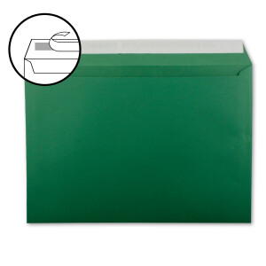 30x XXL Einzelkarten-Set in DIN A4 (21 x 29,7 cm) inkl. Umschlägen in DIN C4 - Dunkelgrün - Briefumschlag mit Haftklebung - für Versand von Grußkarten, Urkunden und Gutscheinen geeignet