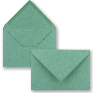 100x eukalyptus-grünes Vintage Kraftpapier Falt-Karten SET mit Umschlägen und Einlegern DIN A6 - 10,5 x 14,8 cm - Eukalyptus - Recycling - blanko